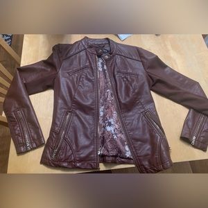 Guess Brown Faux Leather Jacket size Small